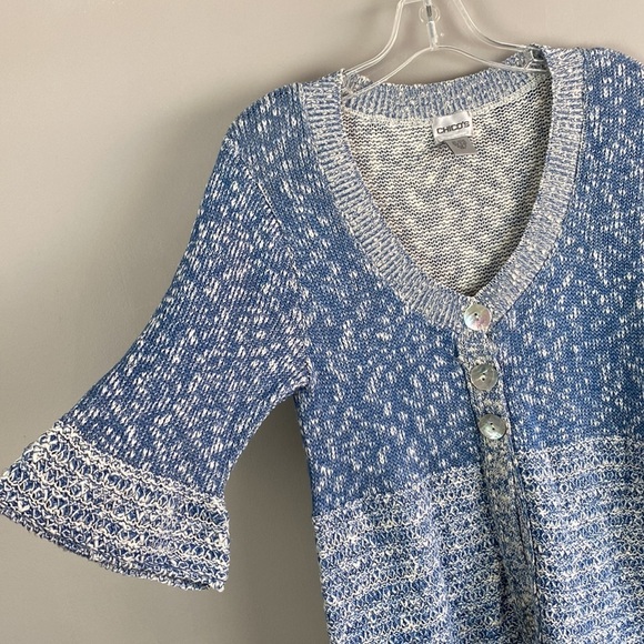 Chico’s Blue And White Heathered Cardigan Size 2(L) - Picture 7 of 11